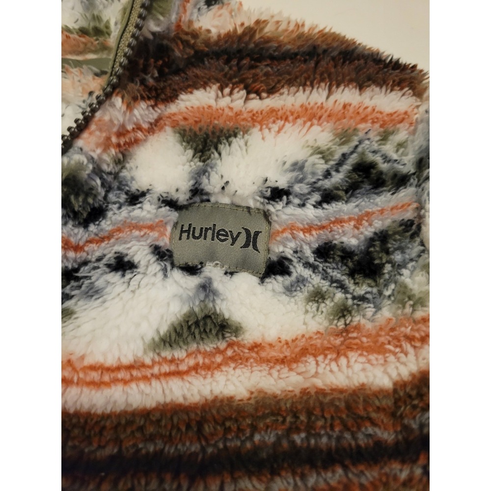 Hurley Boys Quarter Zip Sherpa Pullover Size Large 10/12 Soft Aztec - Picture 4 of 5